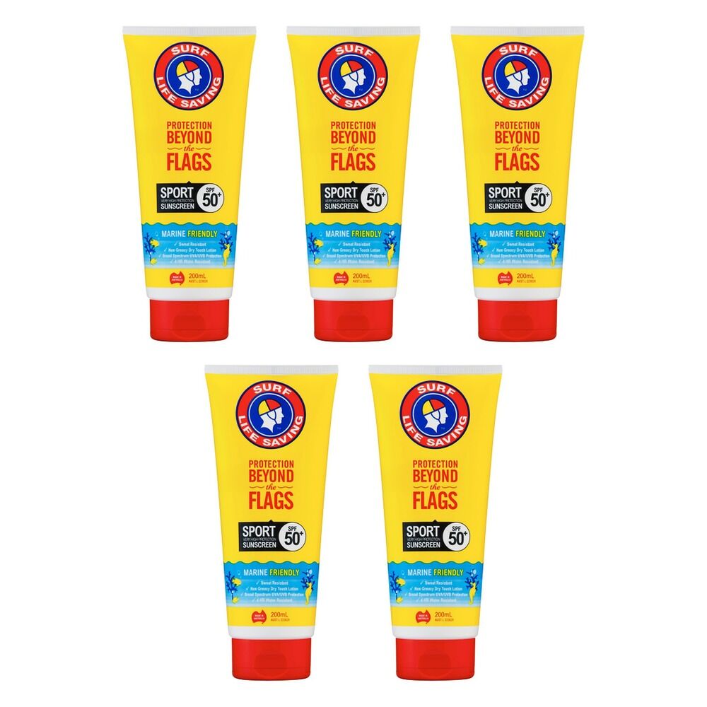 Surf Life Saving Australia Sport Sunscreen SPF 50+ 200mL Pack of 5