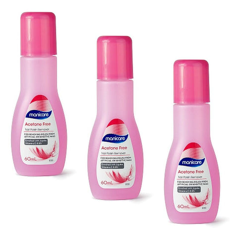 Manicare Nail Polish Remover Acetone Free with Vitamin E 60mL x 3 Bundle of 3
