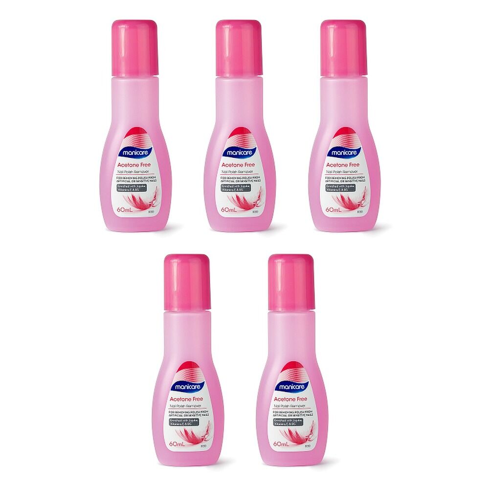 Manicare Nail Polish Remover Acetone Free with Vitamin E 60mL x 3 Bundle of 5