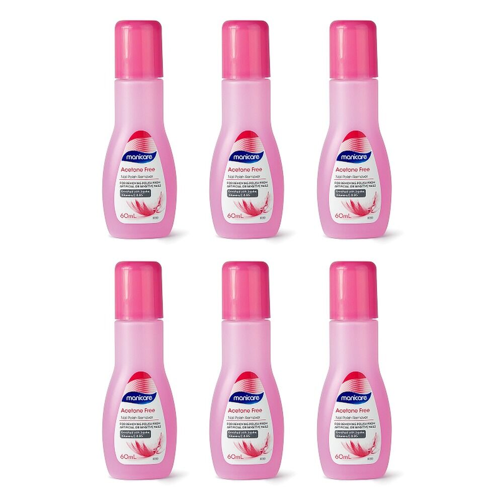 Manicare Nail Polish Remover Acetone Free with Vitamin E 60mL Pack of 6
