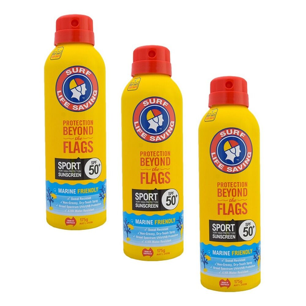 Surf Life Saving Australia Sport Sunscreen Spray SPF 50+ 175g x 3 Bundle of 3