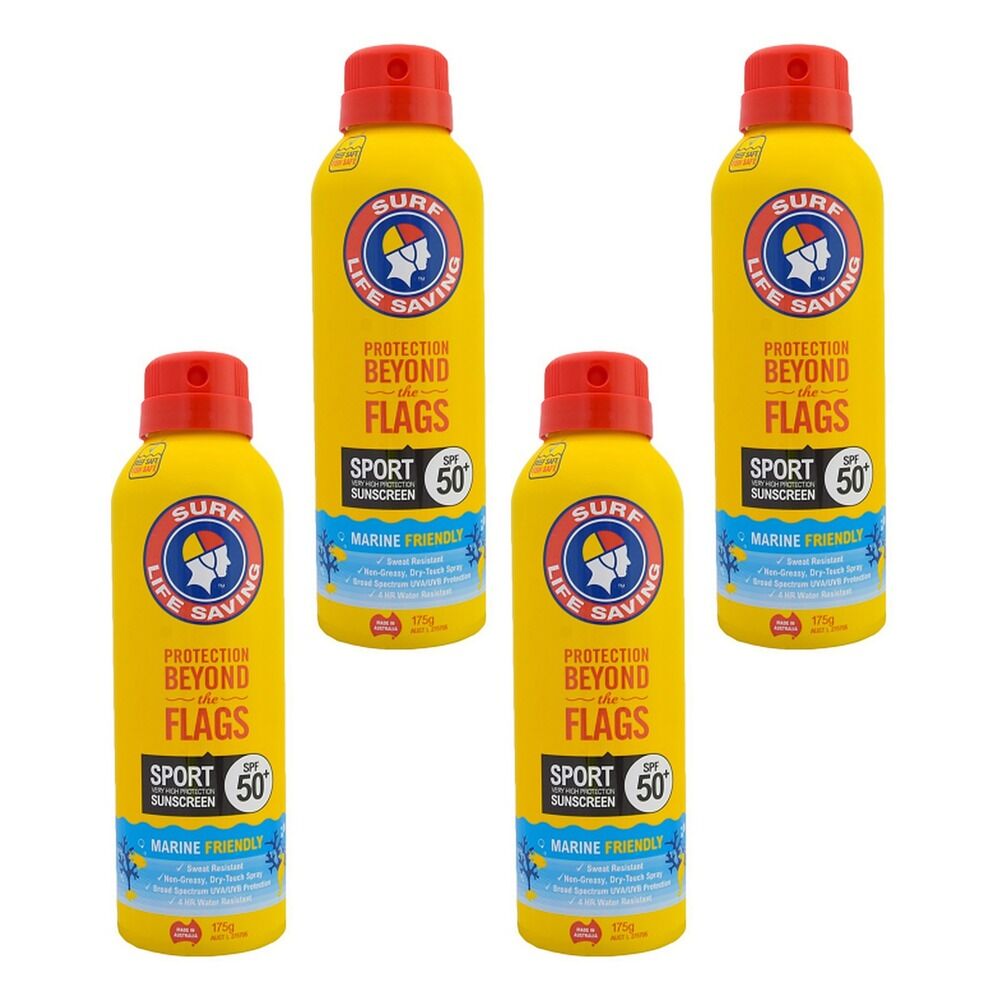 Surf Life Saving Australia Sport Sunscreen Spray SPF 50+ 175g x 3 Bundle of 4