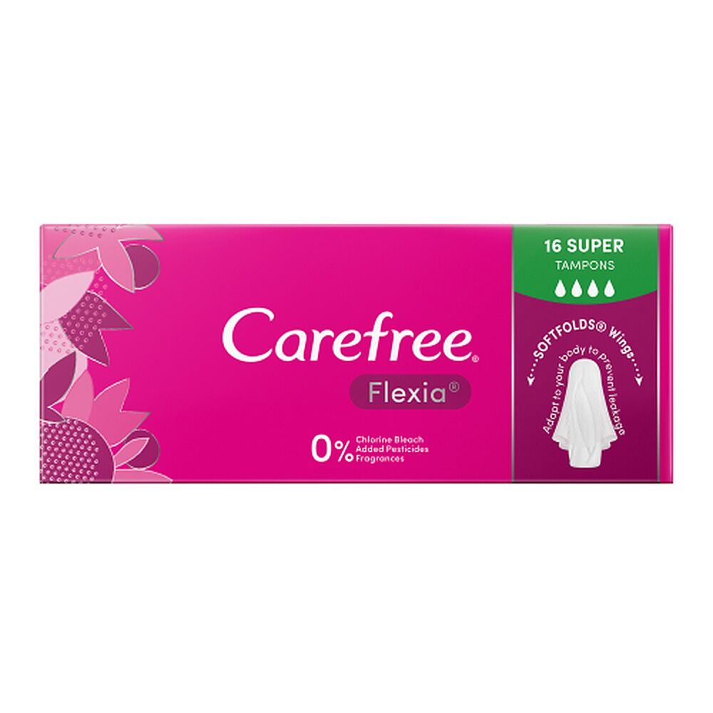 Carefree Flexia Super Tampons 16 Pack x 12