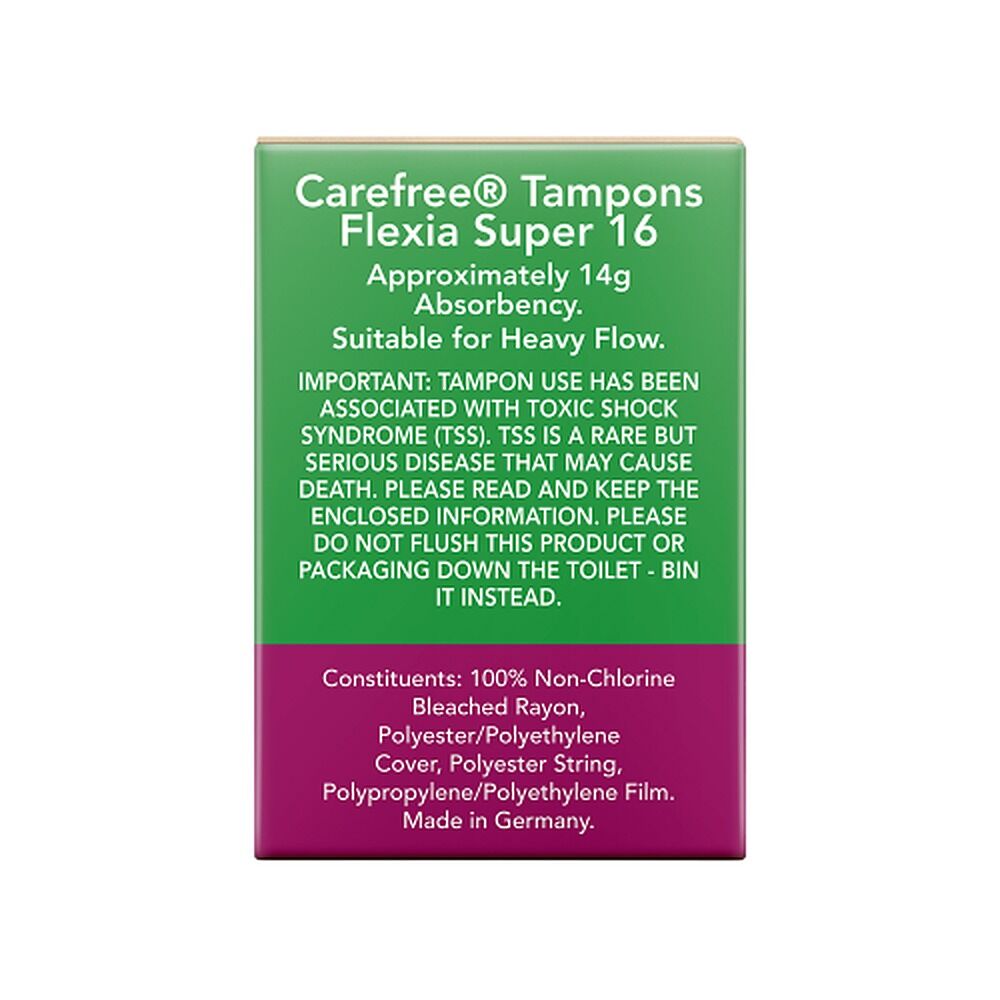 Carefree Flexia Super Tampons 16 Pack x 12