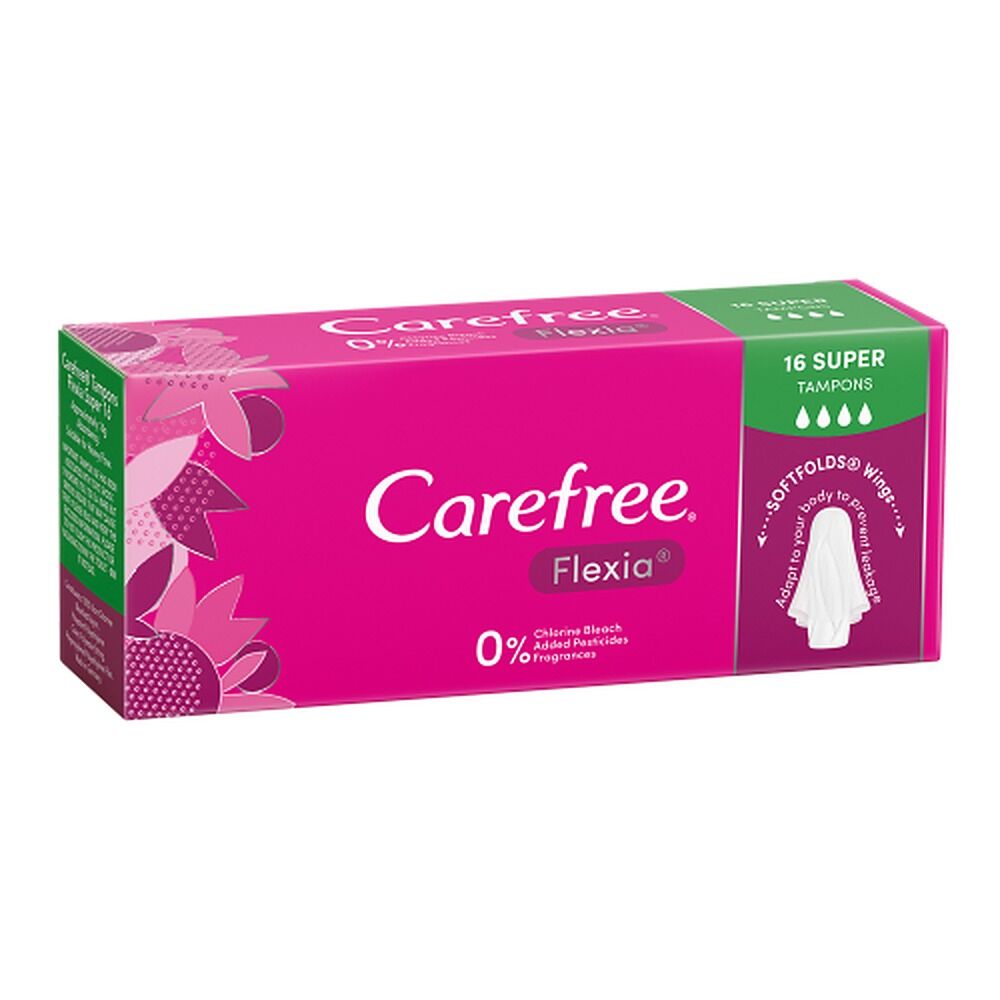 Carefree Flexia Super Tampons 16 Pack x 12
