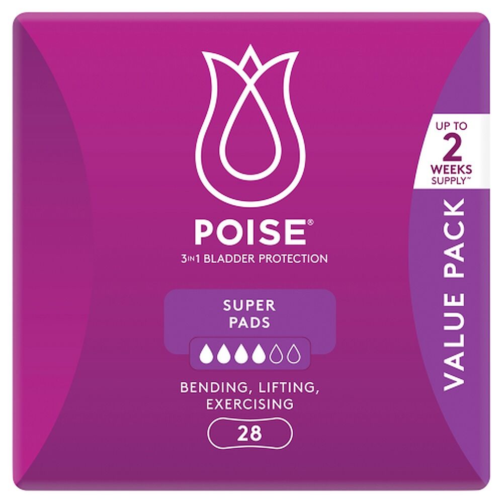 Poise Super Pads Value Pack 28 Pack x 4