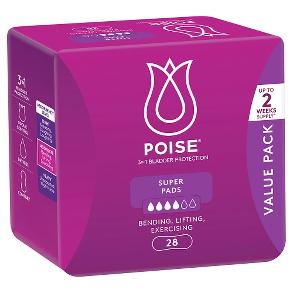 Poise Super Pads Value Pack 28 Pack x 4
