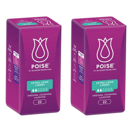 Poise Extra Long Liners 22 Pack x 6 Bundle of 2