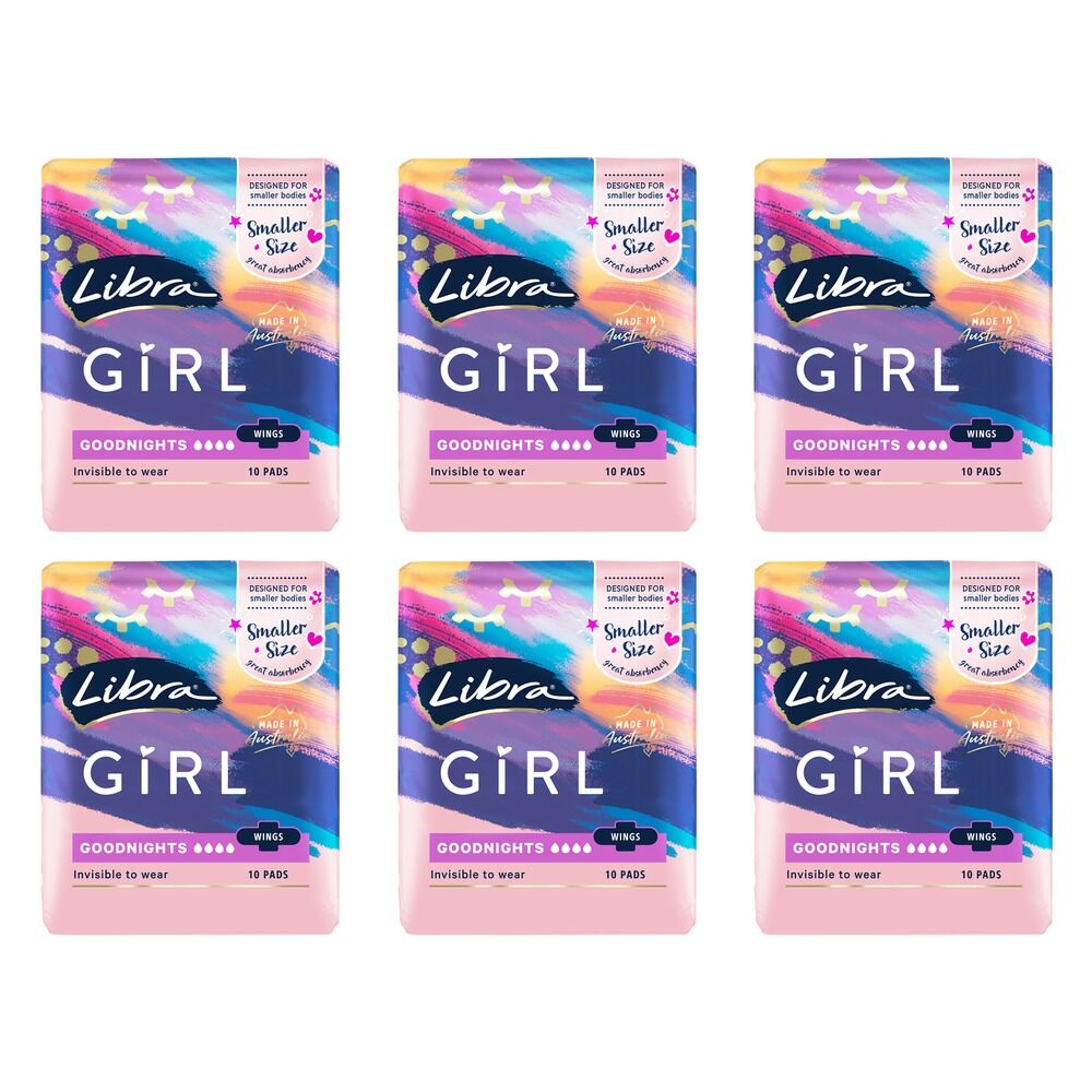 Libra Girl Goodnights Pads with Wings 10 Pack Bundle of 6