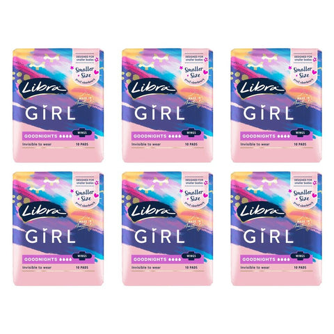 Libra Girl Goodnights Pads with Wings 10 Pack Bundle of 6