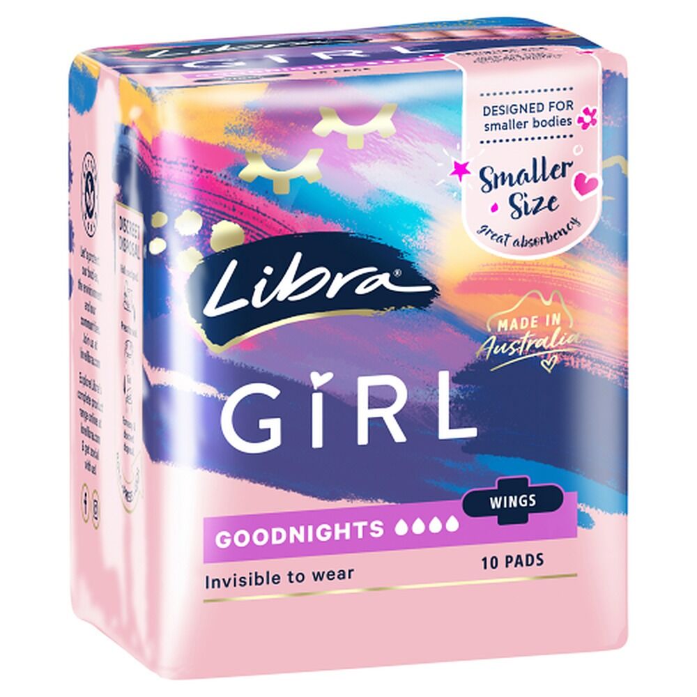 Libra Girl Goodnights Pads with Wings 10 Pack