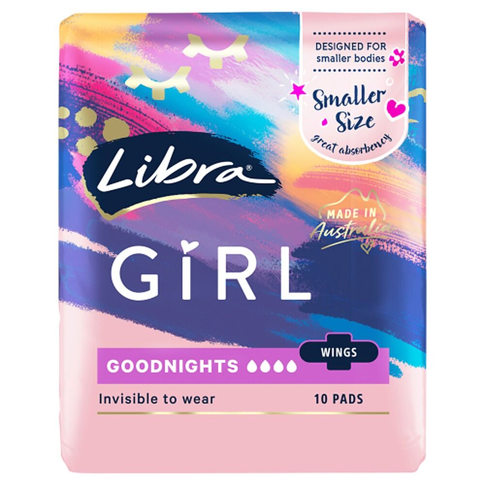 Libra Girl Goodnights Pads with Wings 10 Pack