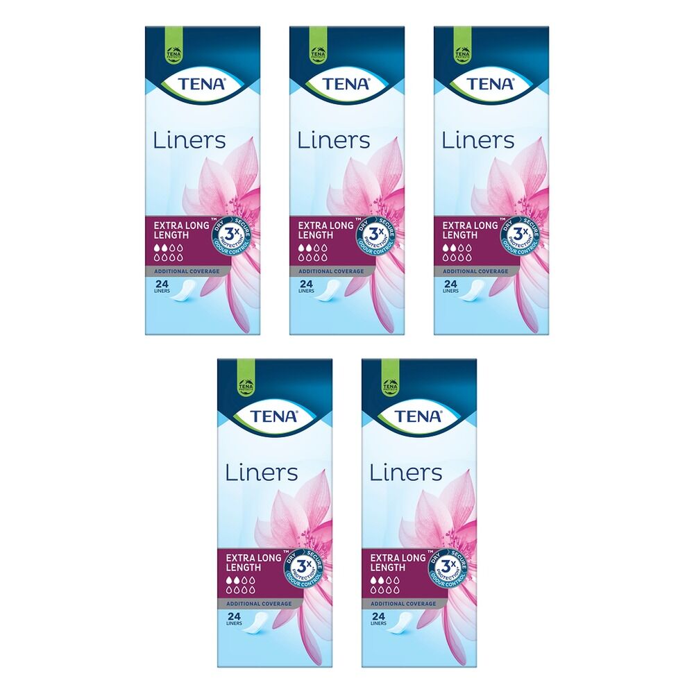 Tena Liner Active Xtra Long 24 Pack x 6 Bundle of 5