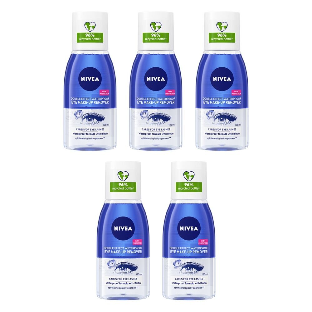 NIVEA Double Effect Eye Make-Up Remover 125mL Pack of 5