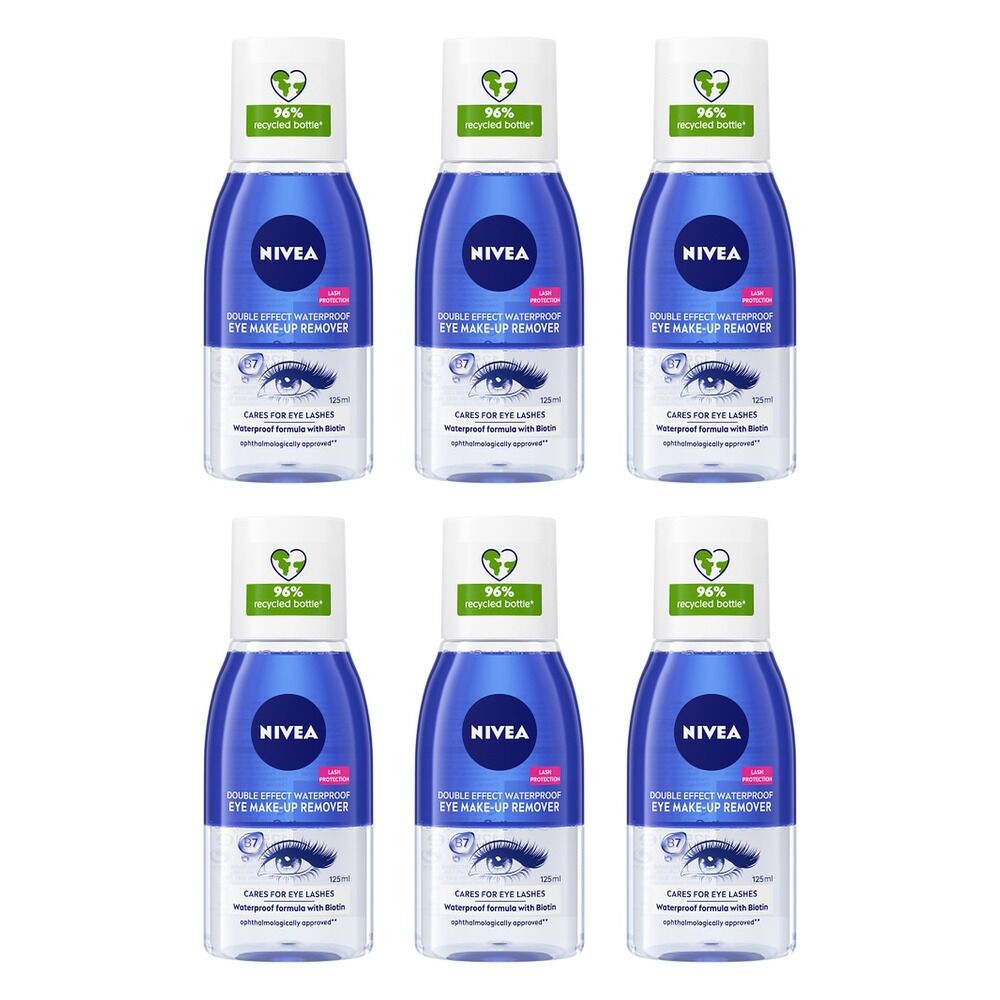 NIVEA Double Effect Eye Make-Up Remover 125mL Pack of 6