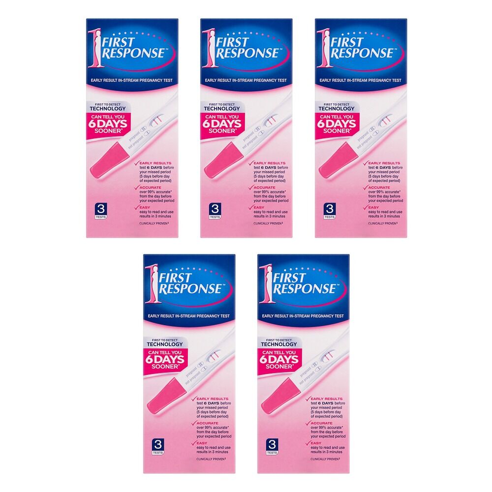 First Response Early Result In-Stream Pregnancy Test 3 Pack Bundle of 5