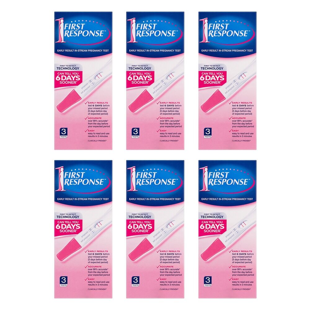 First Response Early Result In-Stream Pregnancy Test 3 Pack Bundle of 6
