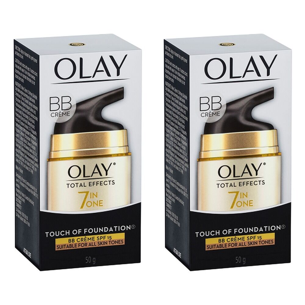 Olay Total Effects Touch of Foundation Moisturiser SPF 15 50g Pack of 2