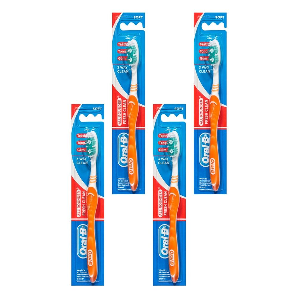 Oral-B All Rounder Fresh Clean Soft Manual Toothbrush Pack of 4
