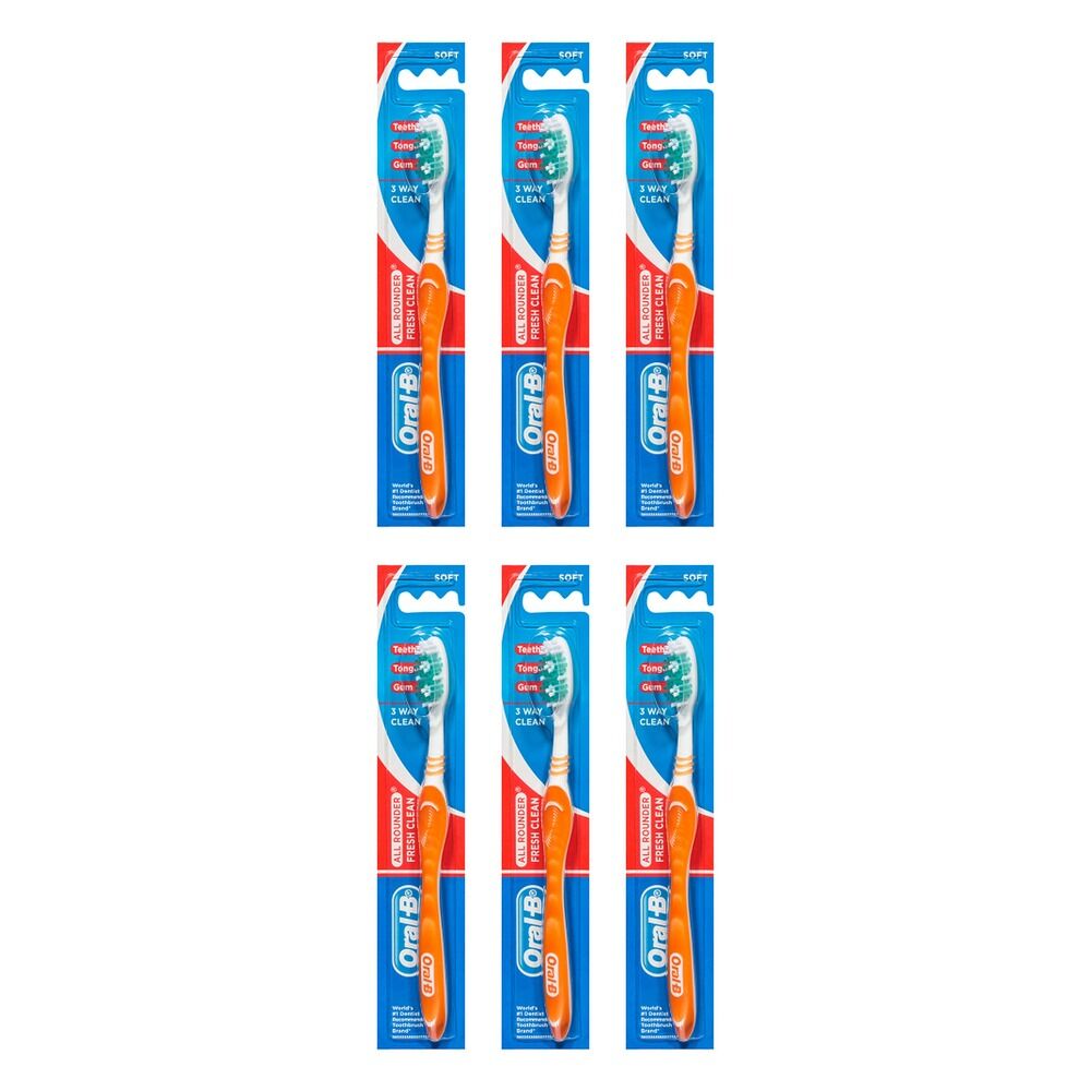 Oral-B All Rounder Fresh Clean Soft Manual Toothbrush Pack of 6