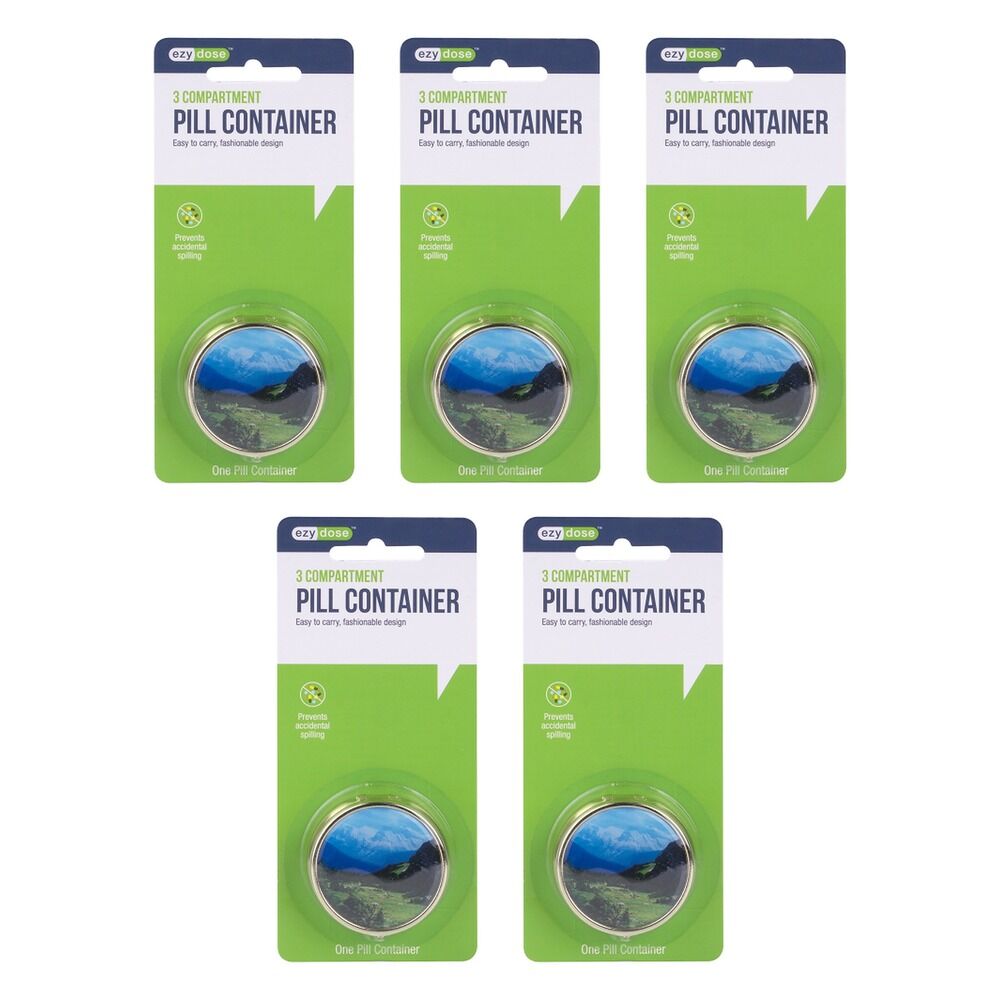 Ezy Dose Round Fashion Pill Case Pack of 5