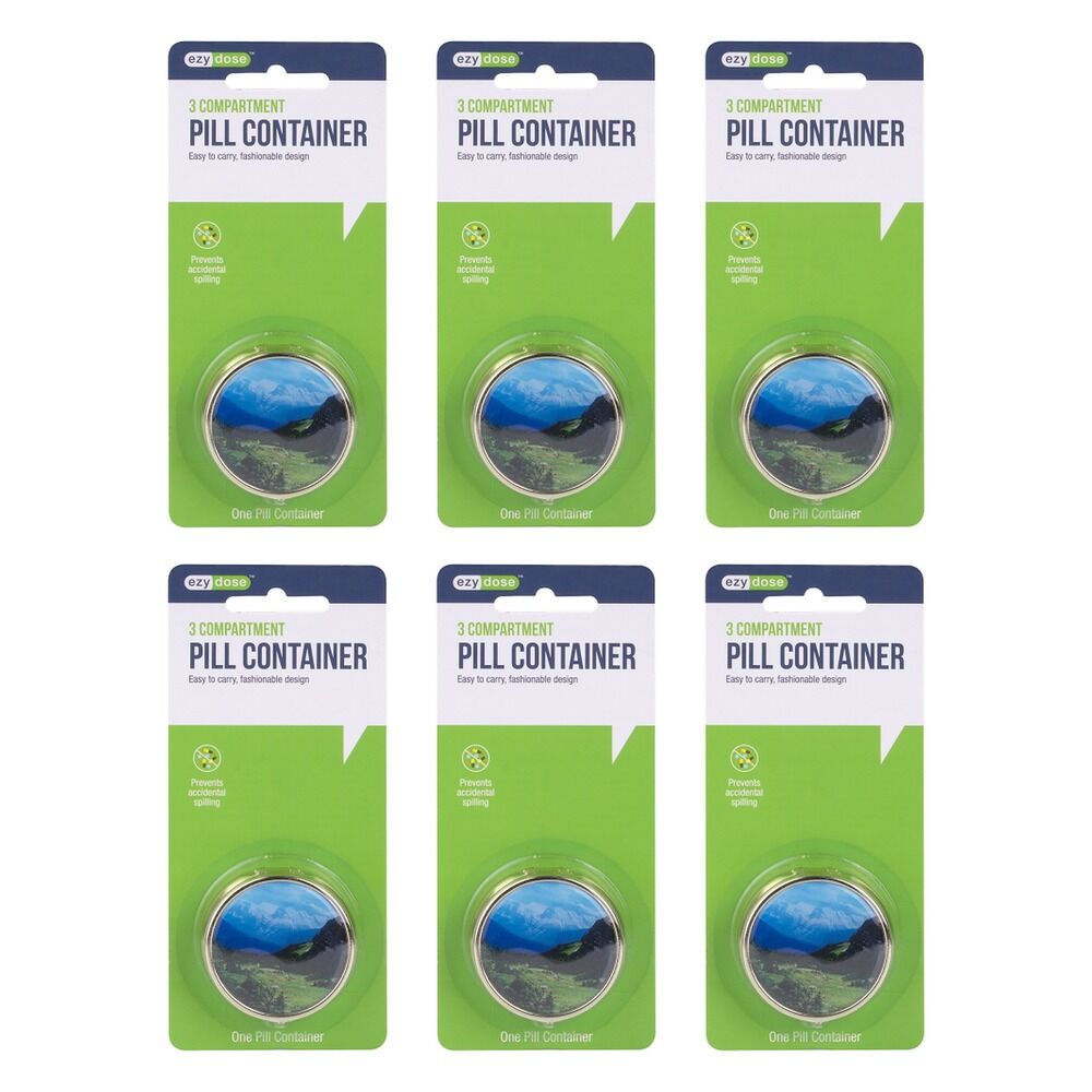 Ezy Dose Round Fashion Pill Case Pack of 6