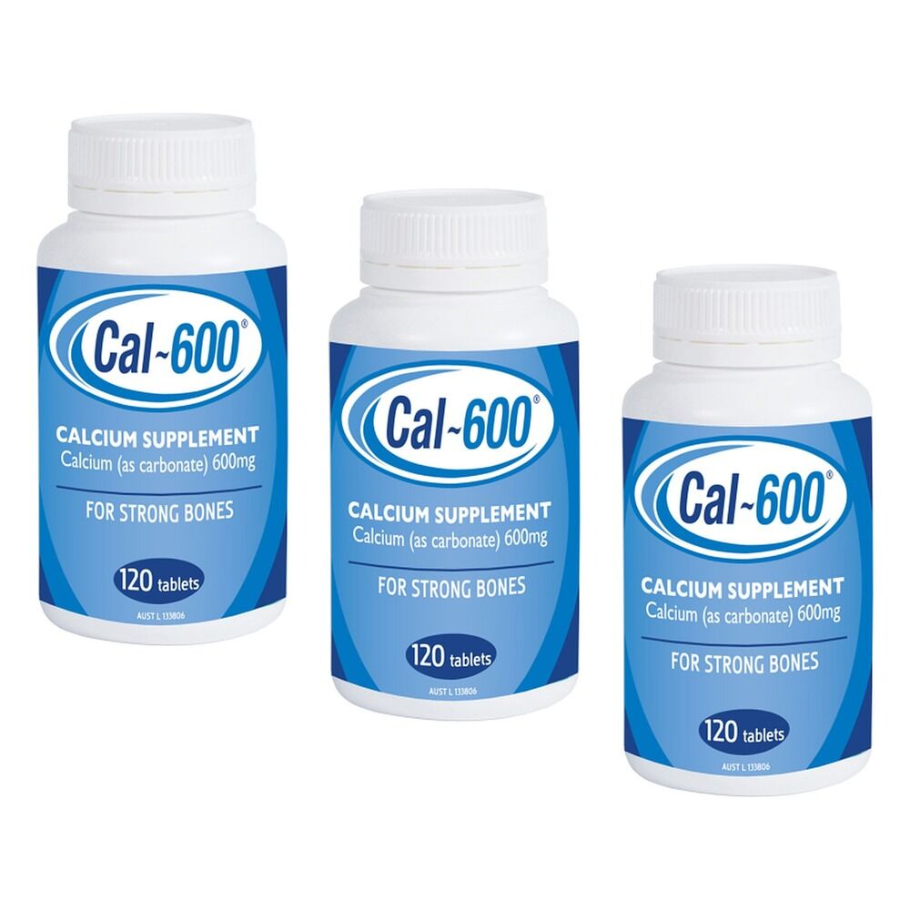 Cal600 Carbonate 600mg 120-Tablet Pack Bundle of 3