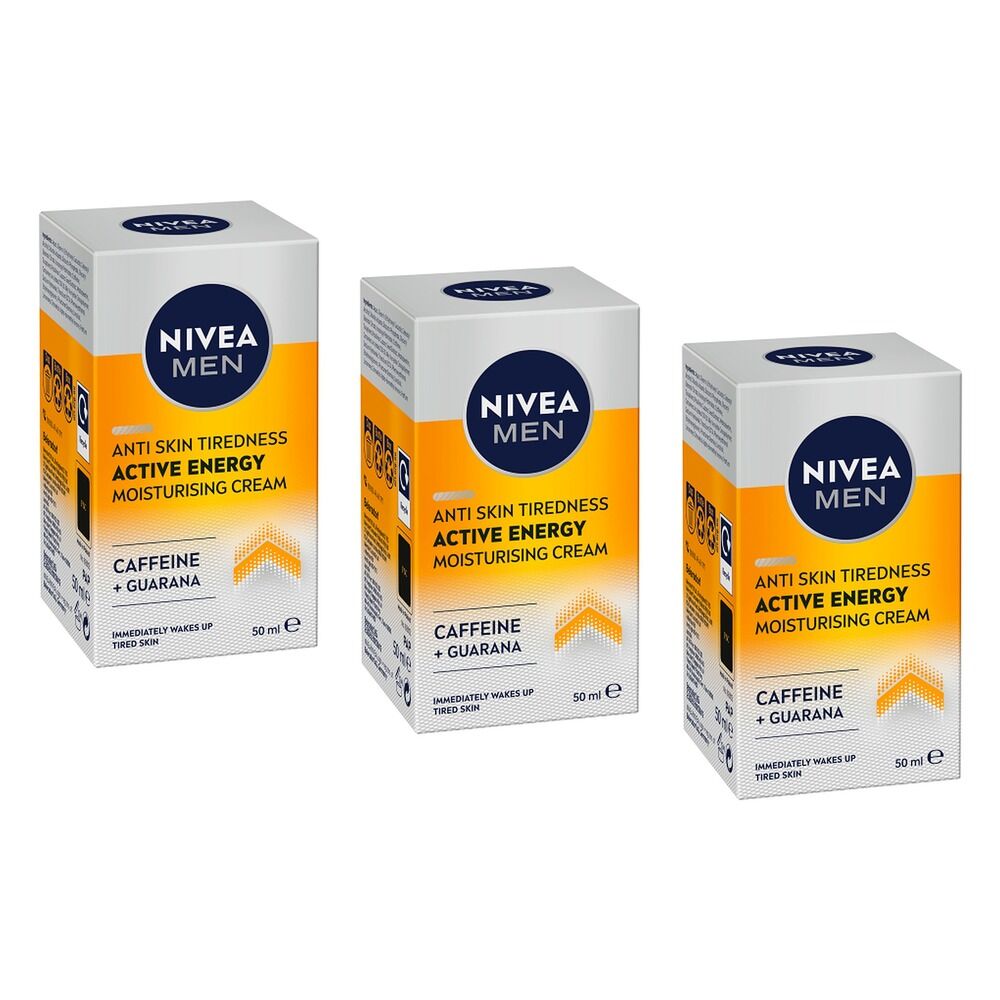NIVEA Men Active Energy Moisturiser 50mL Pack of 3