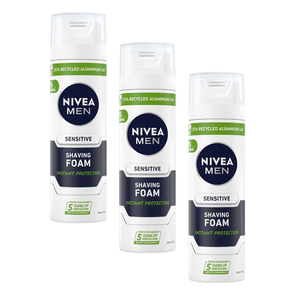 NIVEA Men Sensitive Shaving Foam 200mL Pack of 3