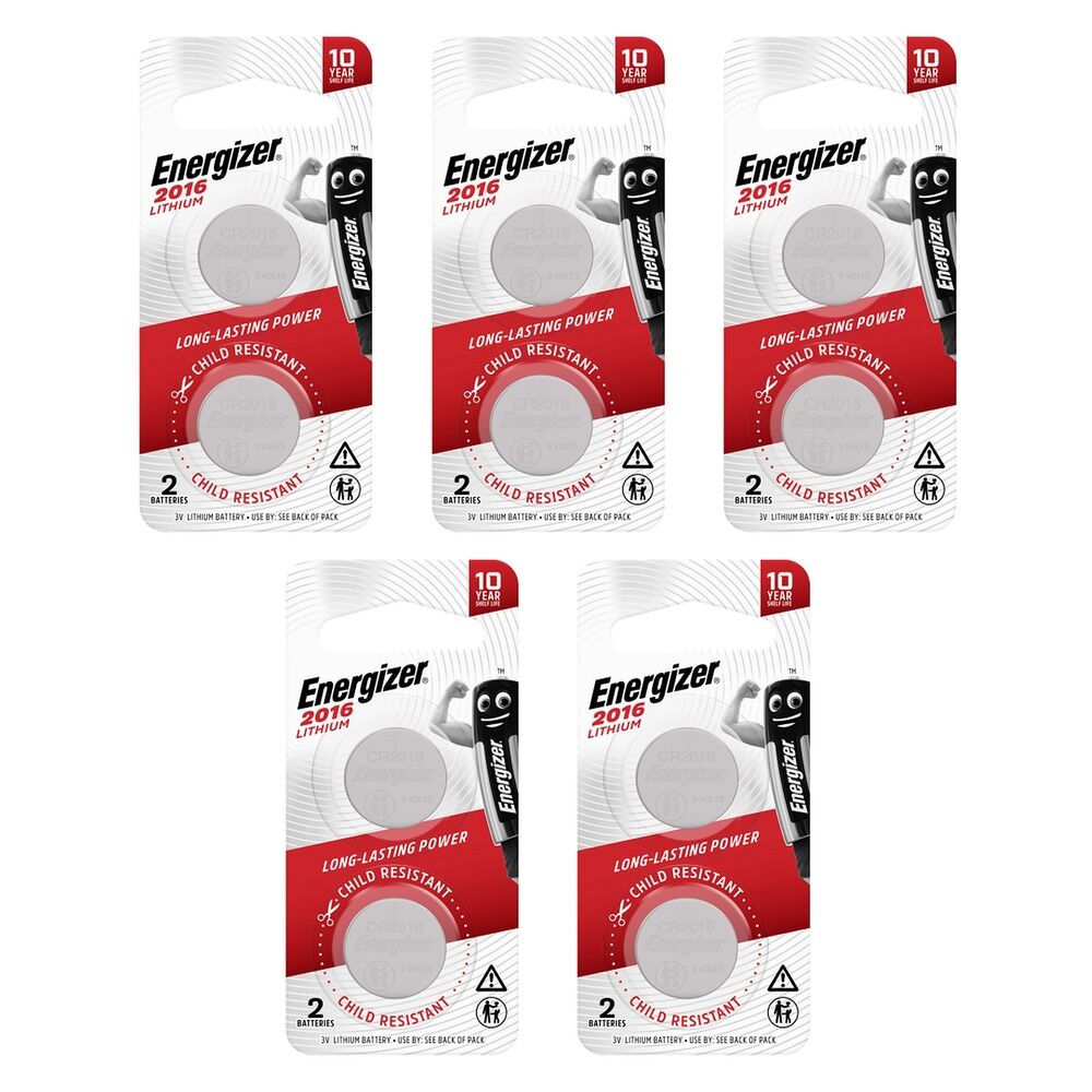 Energizer 2016 Lithium Coin Batteries 2 Pack Bundle of 5