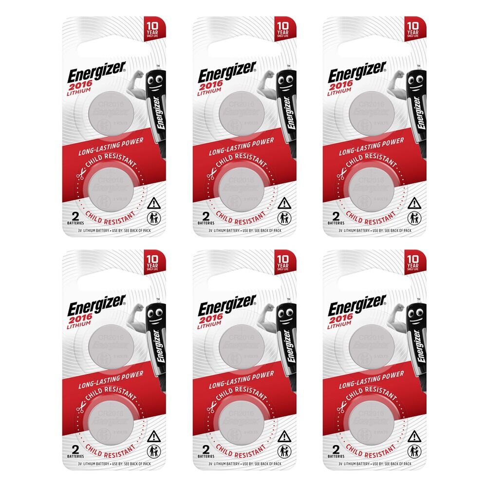 Energizer 2016 Lithium Coin Batteries 2 Pack Bundle of 6