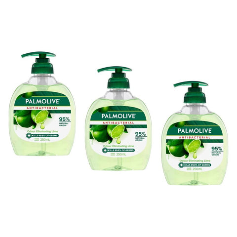 Palmolive Antibacterial Odour Eliminating Lime Hand Wash 250mL Pack of 3