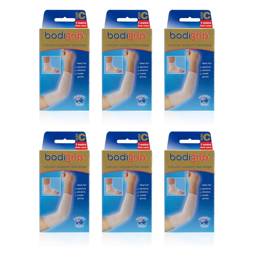 Bodigrip Tubular Support Bandage Size C 6.75cmx1m Flesh Pack of 6