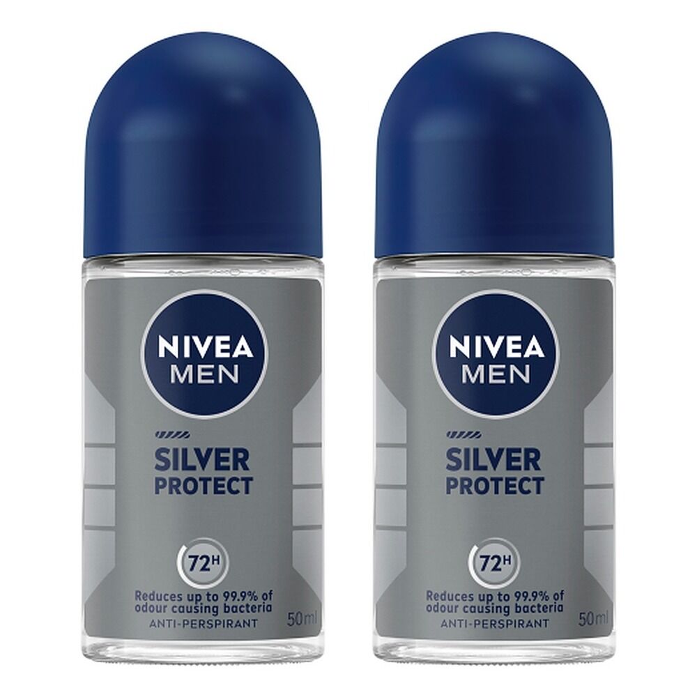 Nivea Deodorant Roll-On Silver Protect 50mL Pack of 2