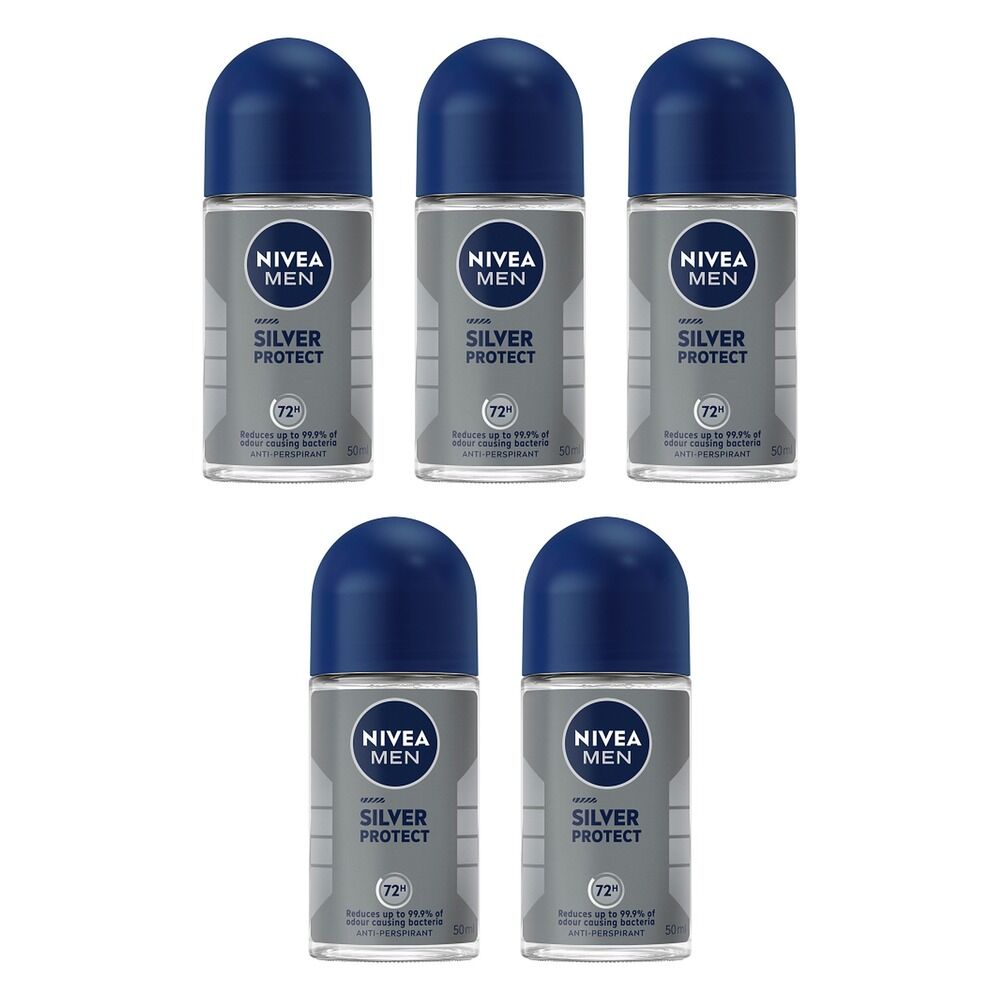 Nivea Deodorant Roll-On Silver Protect 50mL Pack of 5