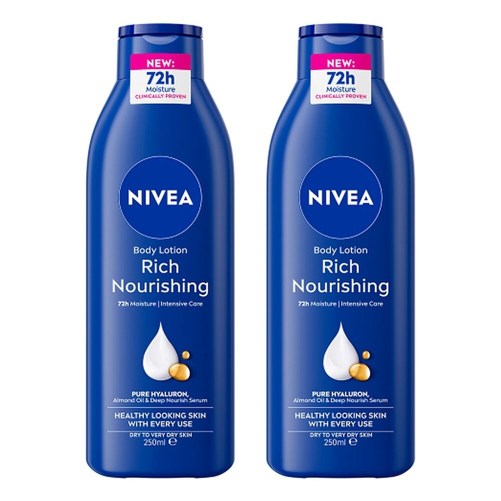 NIVEA Rich Nourishing Body Lotion 250mL x 3 Bundle of 2