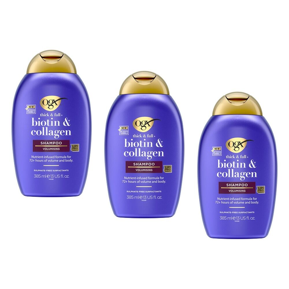 OGX Thick & Full+ Biotin & Collagen Shampoo 385mL x 6 Bundle of 3