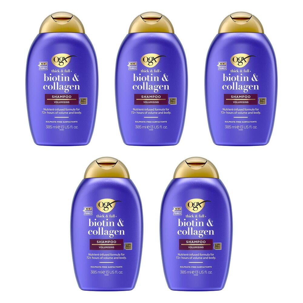 OGX Thick & Full+ Biotin & Collagen Shampoo 385mL x 6 Bundle of 5
