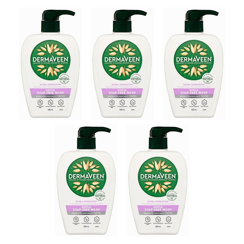 DermaVeen Extra Hydration Gentle Soap-Free Wash 500mL Pack of 5