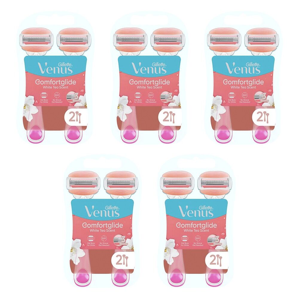 Gillette Venus Comfortglide White Tea Disposable Razor 2 Pack Bundle of 5