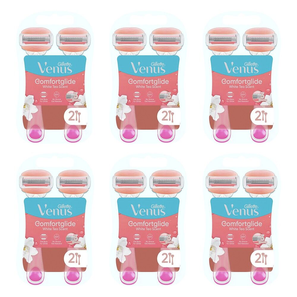 Gillette Venus Comfortglide White Tea Disposable Razor 2 Pack Bundle of 6
