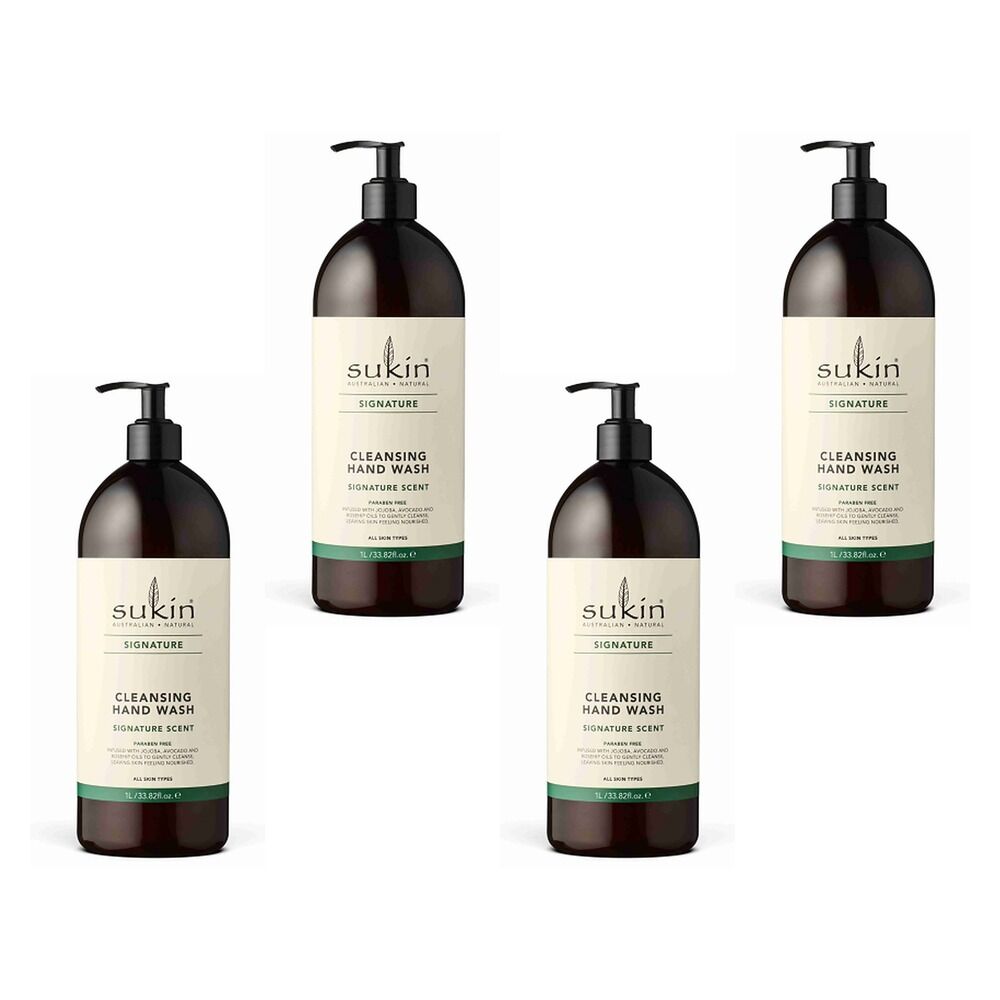 Sukin Cleansing Hand Wash Pump 1L Pack of 4