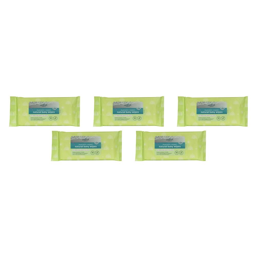 Wotnot Naturals 100% Natural Baby Wipes 20 Pack Bundle of 5