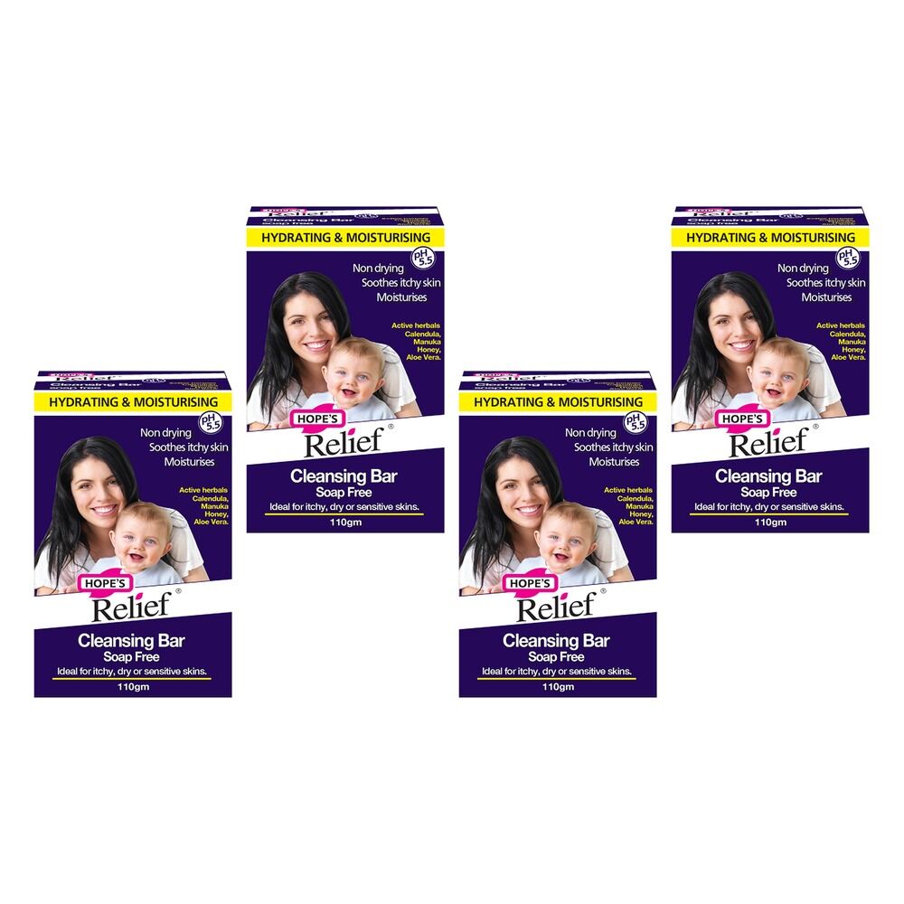 Hope's Relief Soap Free Cleansing Bar 110g Pack of 4