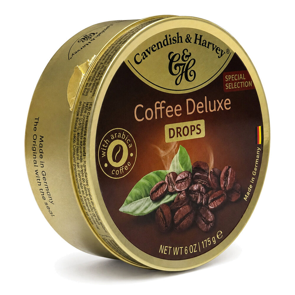 Cavendish & Harvey Deluxe Coffee Drops 175g Tin Sweets Candy Lollies