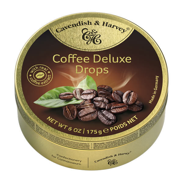 Cavendish and Harvey Deluxe Coffee Drops 175g Tin Sweets Candy Lollies