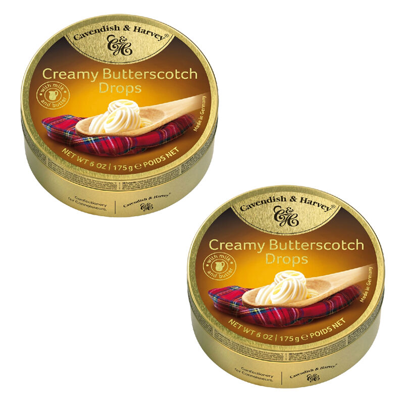 Cavendish & Harvey Creamy Butterscotch Drops 175g Tin Pack of 2