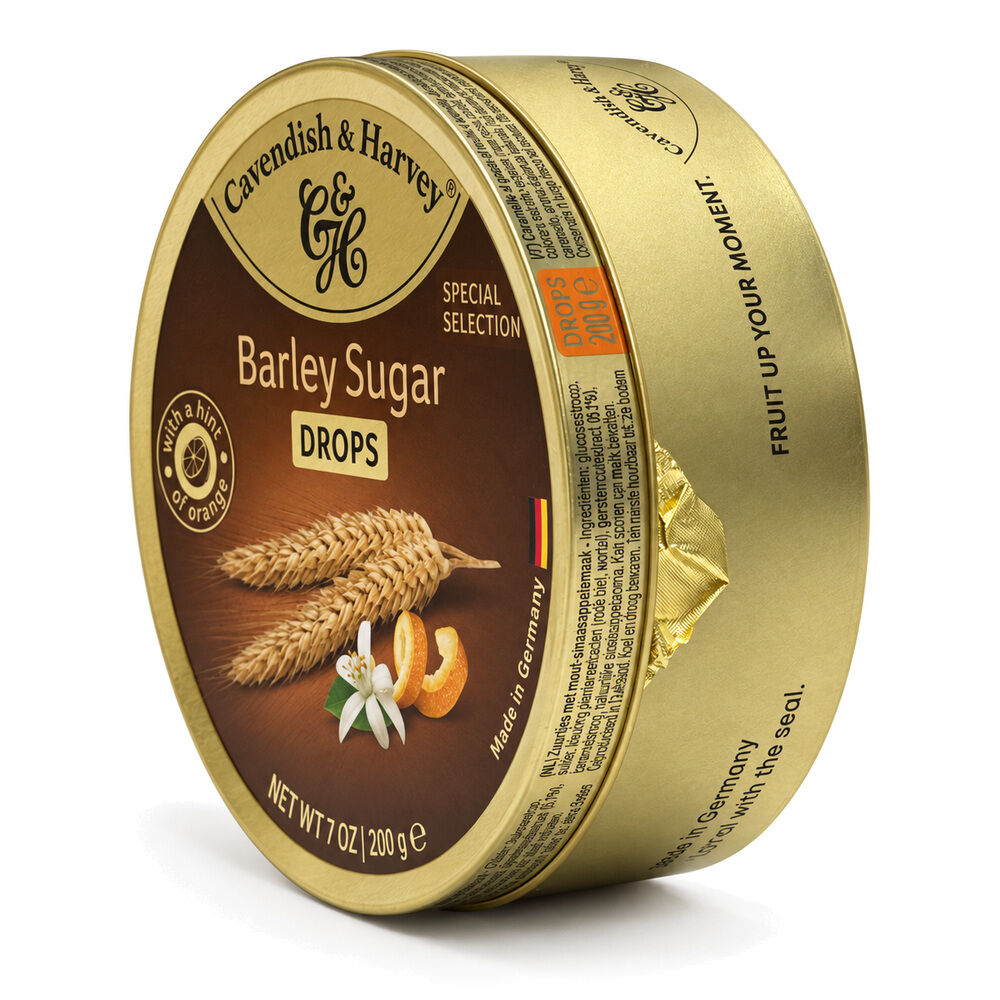 Cavendish & Harvey Barley Sugar Drops 200g Tin Sweets C&H Candy Lollies