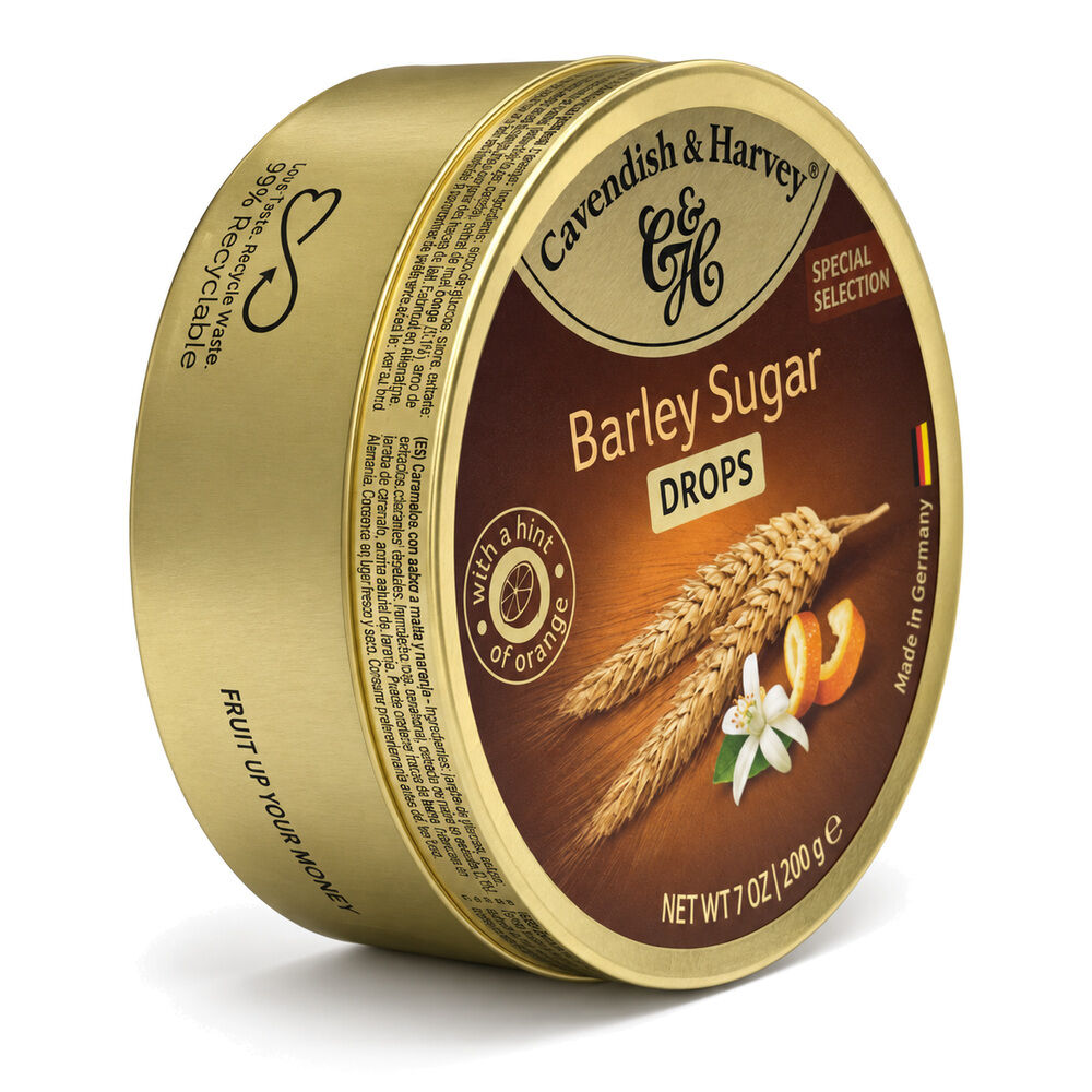 Cavendish & Harvey Barley Sugar Drops 200g Tin Sweets C&H Candy Lollies