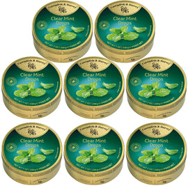 Cavendish and Harvey Clear Mint Drops 200g Tin Sweets Candy Lollies x 8